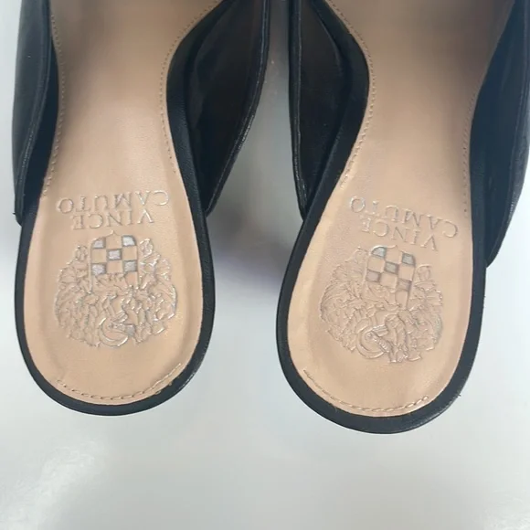 Vince Camuto Pointy Mules, Black Leather, Size 9M / 40 - Picture 4 of 5